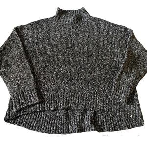 Jones New York Sweater Mock Neck Soft Knit Gray Marl Women's XS Oversized Fit